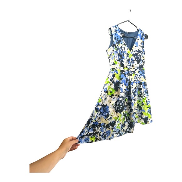 Evan Picone Black Label 2 Floral Sleeveless Fit and Flare Party Dress Cocktail - Picture 8 of 14